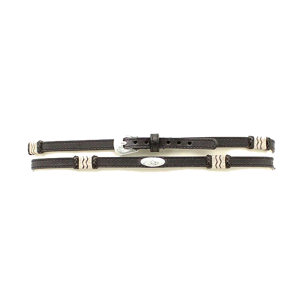 TWISTER Leather Ribbon Wrap Silver Conchos Black Hatband