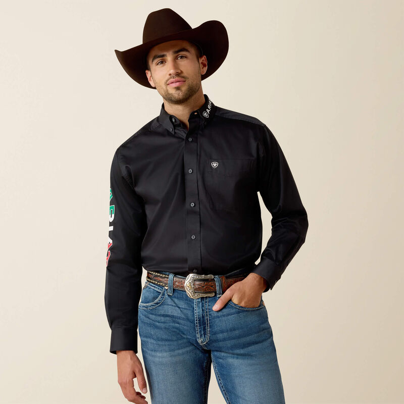 ariat black dress shirt Ariat Men's Solid Twill Fitted Shirt 10034229 Black / 2XL main image 1