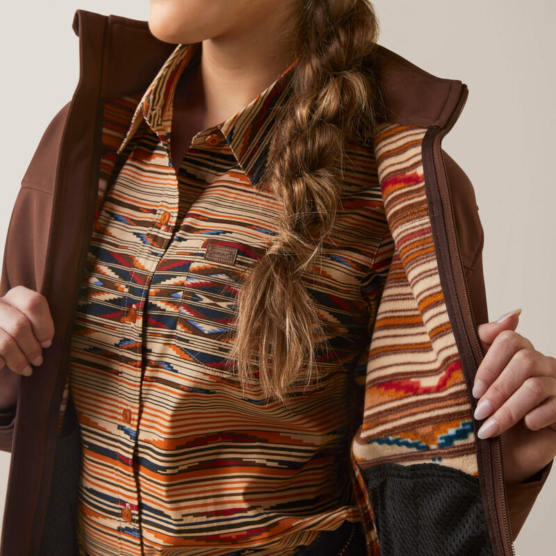 ARIAT WOMENS NEW TEAM SOFTSHELL CHIMAYO JACKET SHAVED CHOCOLATE