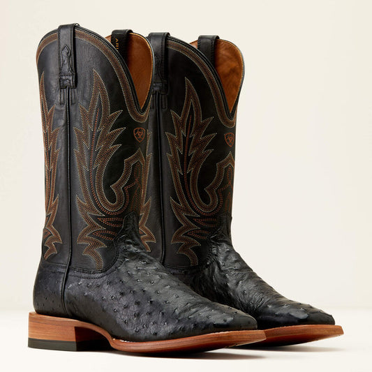 ARIAT Men's Showboat Full Quill Ostrich Cowboy Black Boot