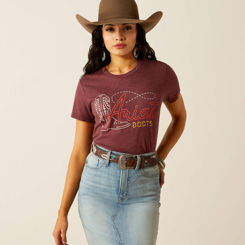 ARIAT Women's Modern Neon Short Sleeve Shirt Maroon Heather