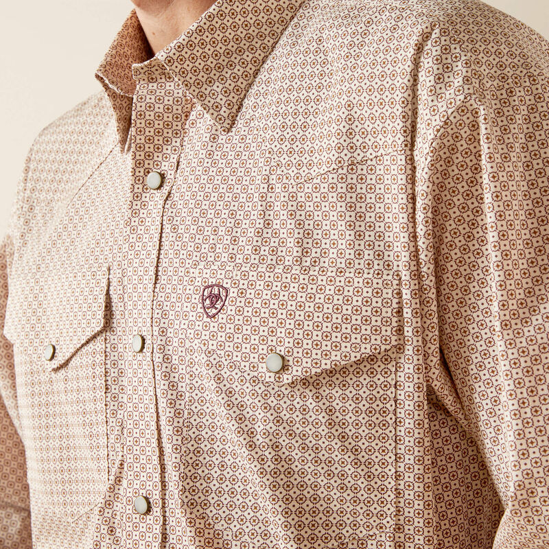Ariat. Mens Wrinkle Free Eddie Classic Fit Shirt. 10062353 OFF WHITE