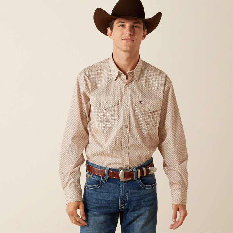 Ariat. Mens Wrinkle Free Eddie Classic Fit Shirt. 10062353 OFF WHITE