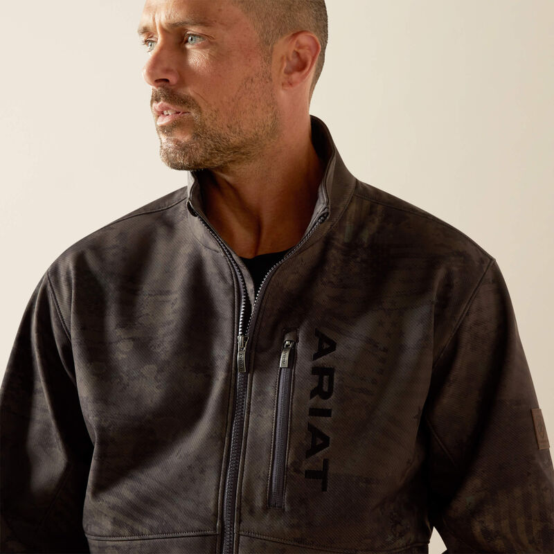 ARIAT MENS PATRIOT FLAGS SOFTSHELL JACKET PHANTOM