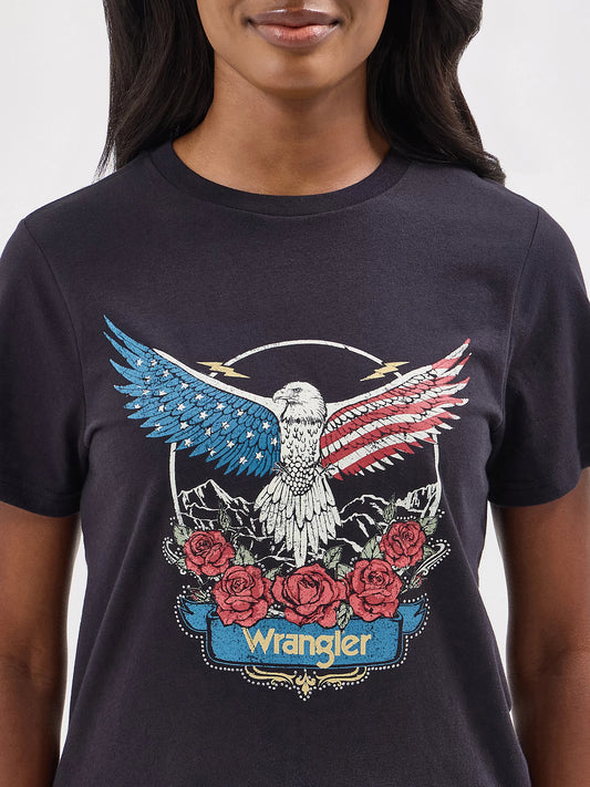 WRANGLER Women's Nostalgia Logo Regular Short Sleeve Shirt Black