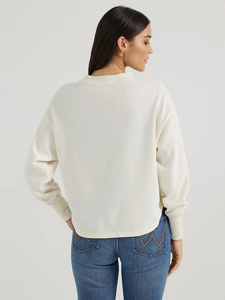 WRANGLER Women's Bucking Cowboy Waffle Thermal Long Sleeve Shirt