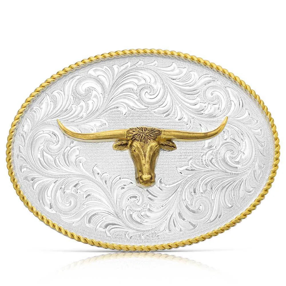 MONTANA SILVERSMITHS Classic Western Two-Tone Buckle with Longhorn