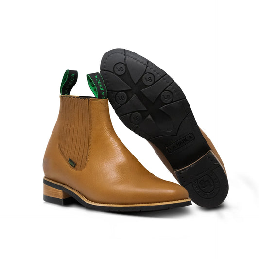 LA BARCA Men's Botin Charro Piel Mantequilla