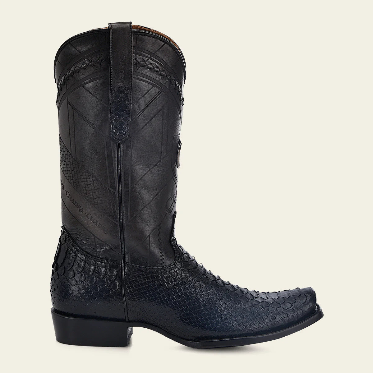 CUADRA MENS HAND PAINTED TRADITIONAL BLUE PYTHON LEATHER BOOT CU736