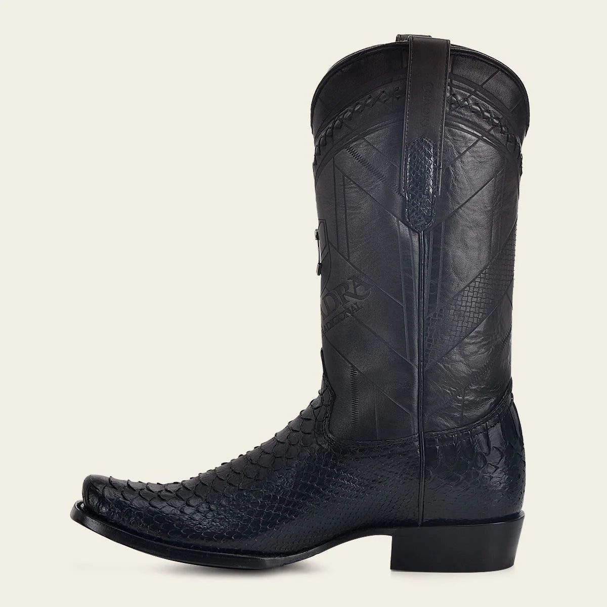 CUADRA MENS HAND PAINTED TRADITIONAL BLUE PYTHON LEATHER BOOT CU736