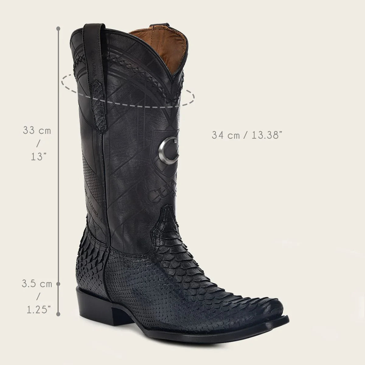CUADRA MENS HAND PAINTED TRADITIONAL BLUE PYTHON LEATHER BOOT CU736
