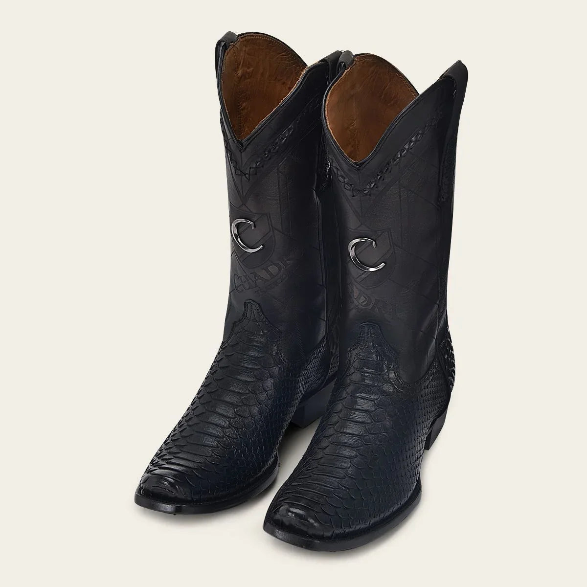 CUADRA MENS HAND PAINTED TRADITIONAL BLUE PYTHON LEATHER BOOT CU736