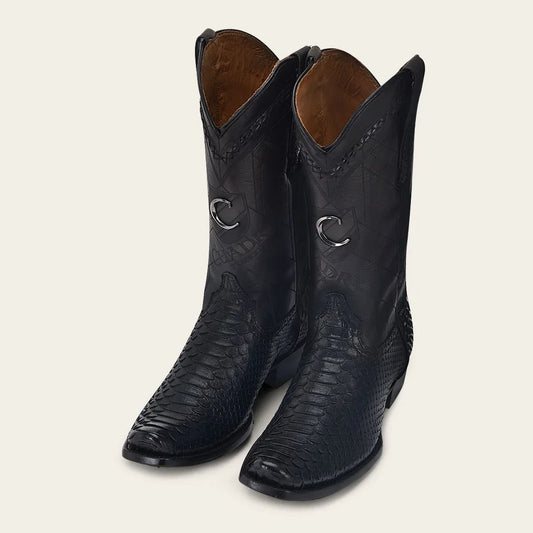 CUADRA MENS HAND PAINTED TRADITIONAL BLUE PYTHON  LEATHER BOOT