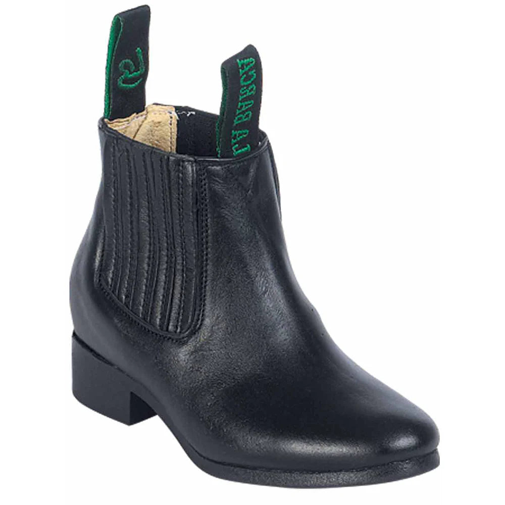 LA BARCA Kid's Charro Botin Piel Negro