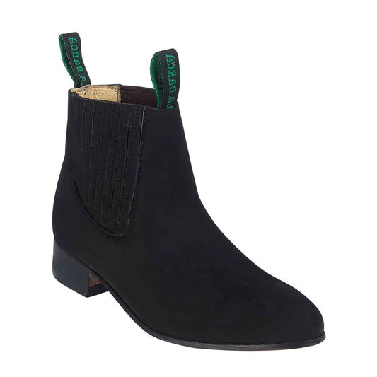 LA BARCA Men's Botin Charro BK Negro Suede