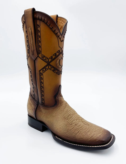 CUADRA MENS OSTRICH ORIX BOOTS LASER SQUARE TOE CU785
