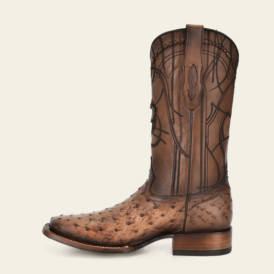 CUADRA MENS ENGRAVED HONEY EXOTIC LEATHER OSTRICH