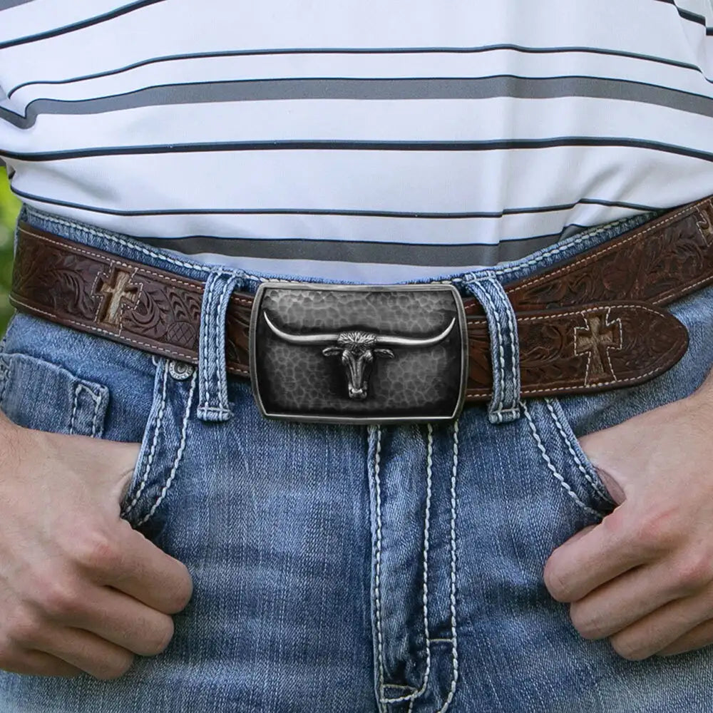 MONTANA SILVERSMITHS River Rock Cascade Longhorn Buckle