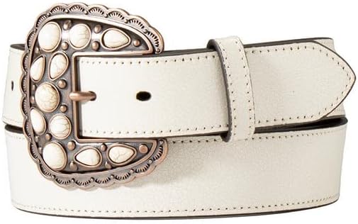 Women's White Stone White Leather Belt