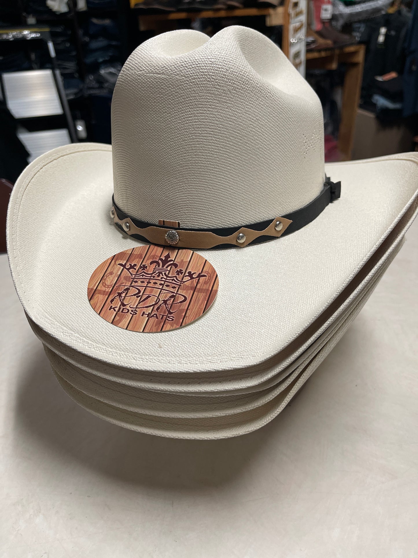 KIDS HATS LONA LEATHER HB CONCHOS COLOR NATURAL KALI57