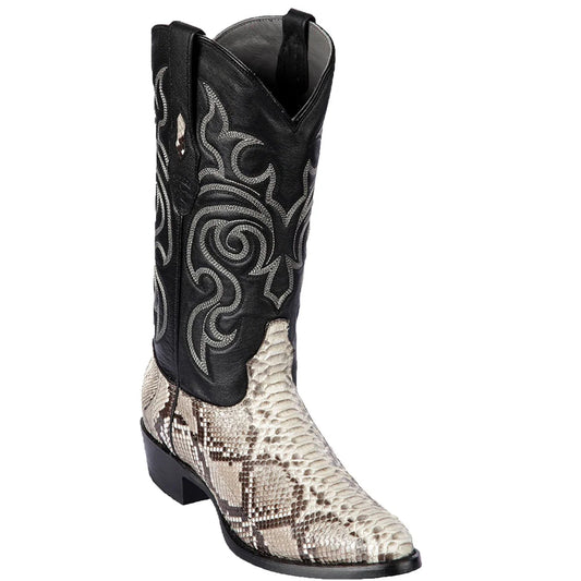 LOS ALTOS Men's Python Round Toe Boot Natural Color