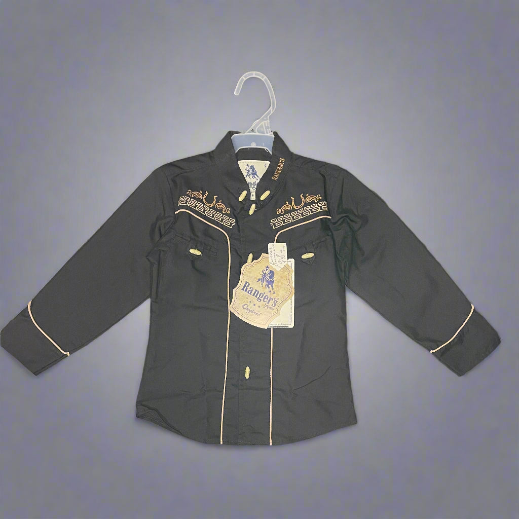 Ranger’s Boy's Black Horseshoe Charro Shirt