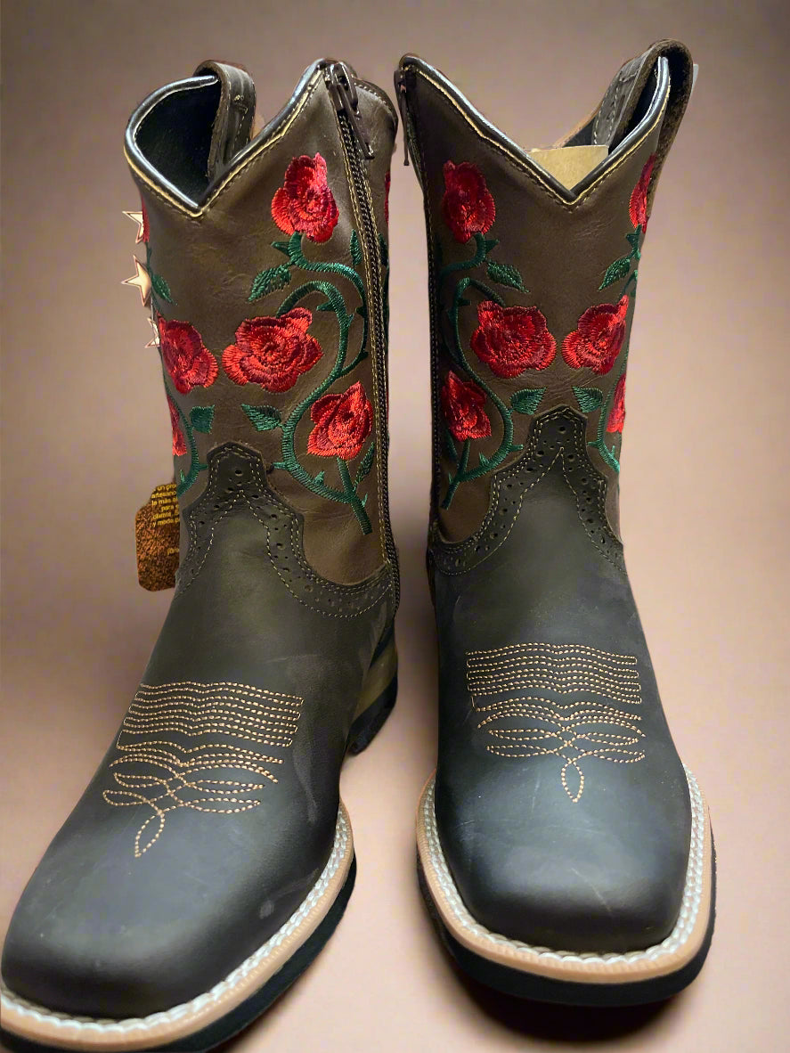 KIDS BOOTS JB52ROSAS CHOCOLATE/ROJO CRAZY