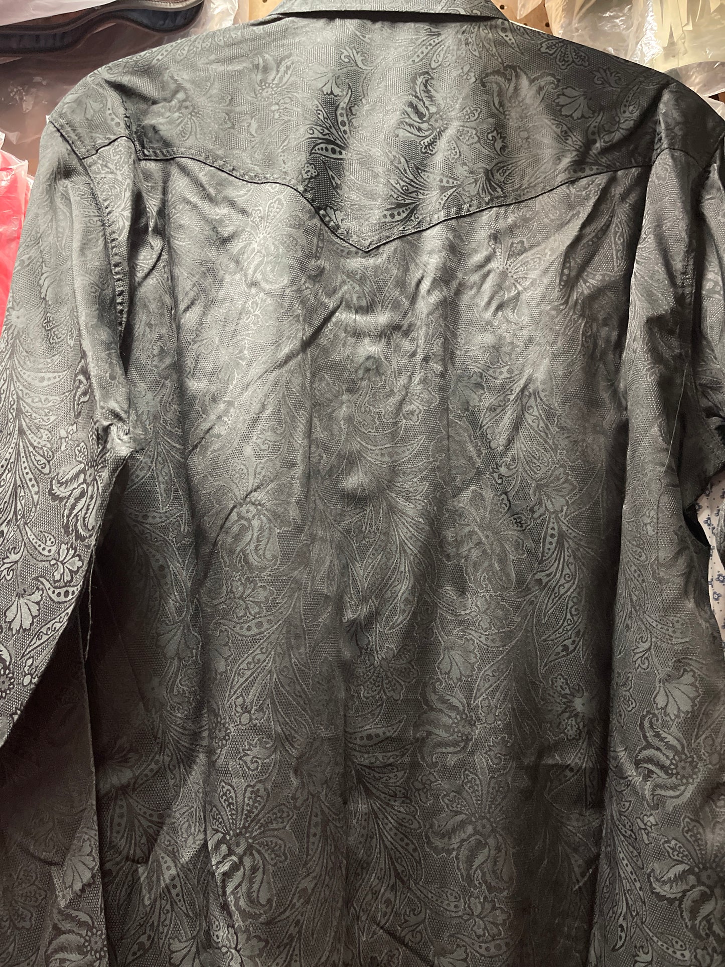 MENS SHIRT PRIN LONG SLEEVE SNAP BOTTN