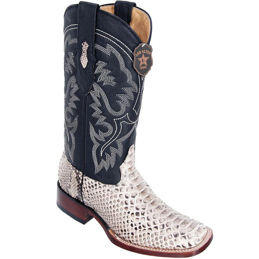 LOS ALTOS Men's Square Toe Python Boot Natural Color