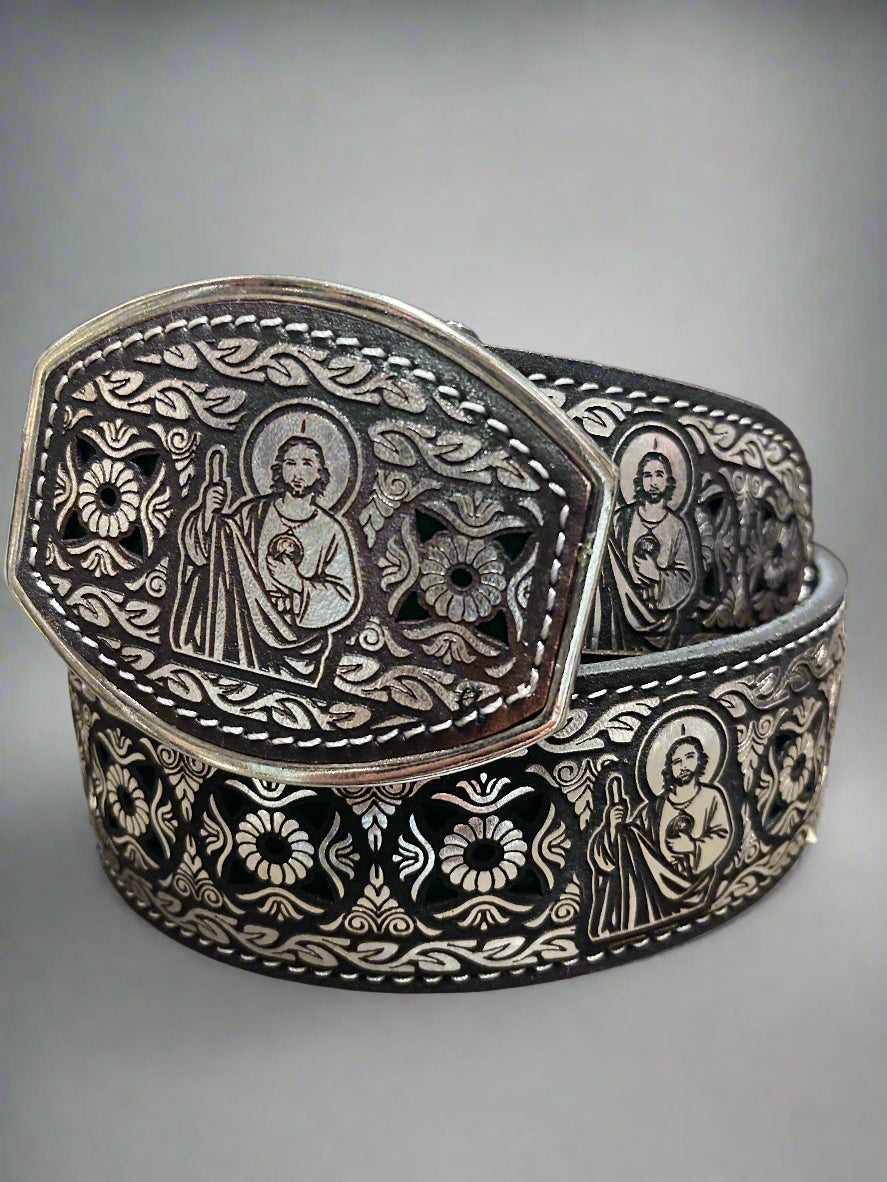 MENS BELT SILVER SAN JUDAS