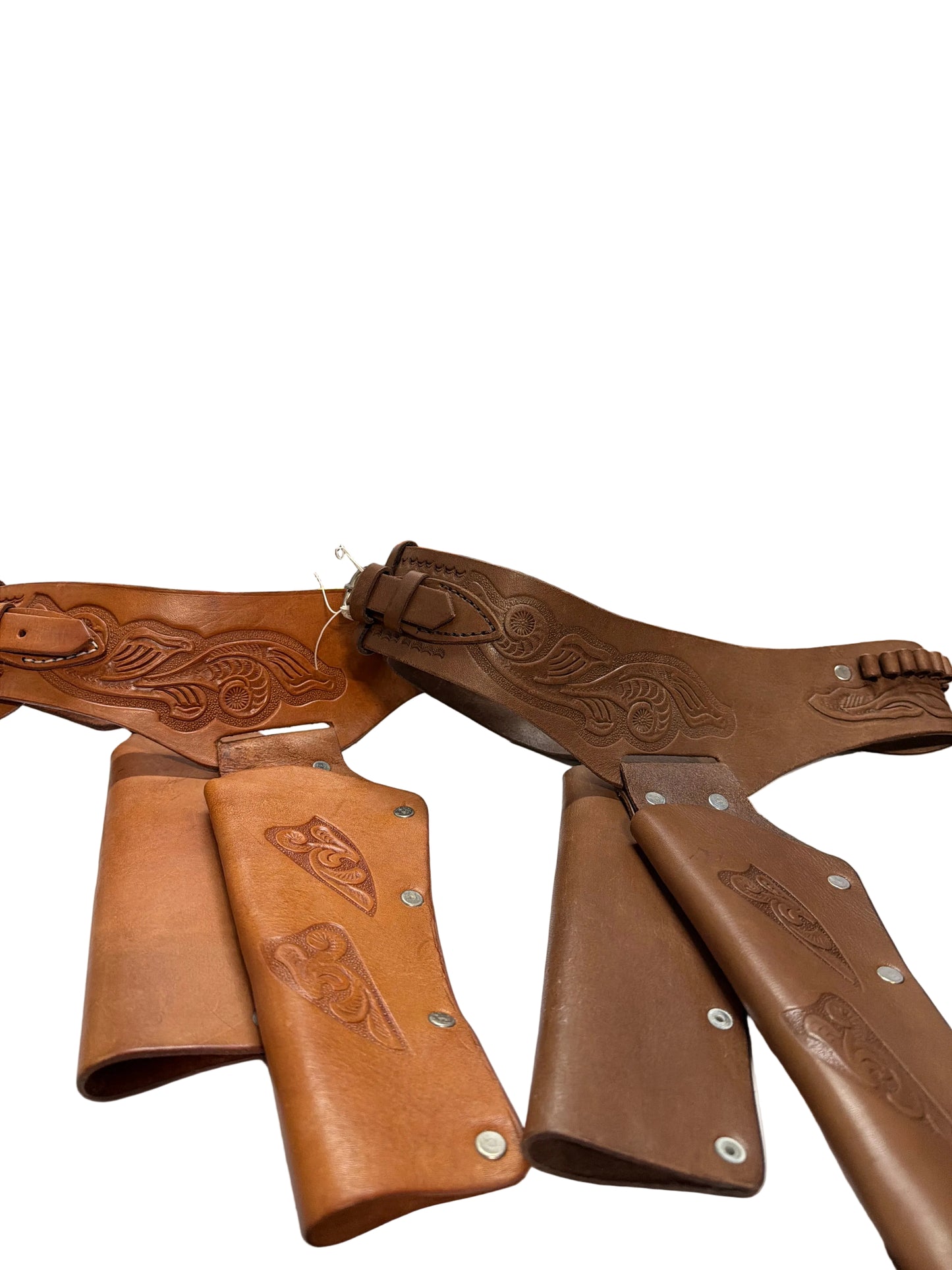 Kids Tooled Leather Right And Left Western Gun Holster