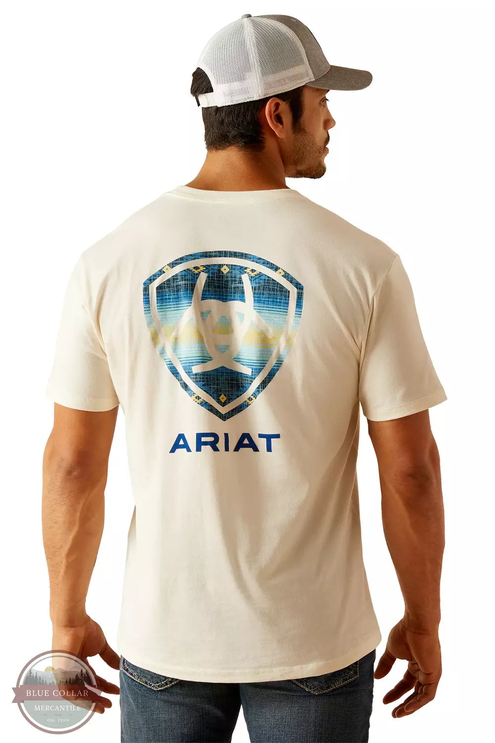 ARIAT Men's Short Sleeve T-Shirt Logo SS Off White