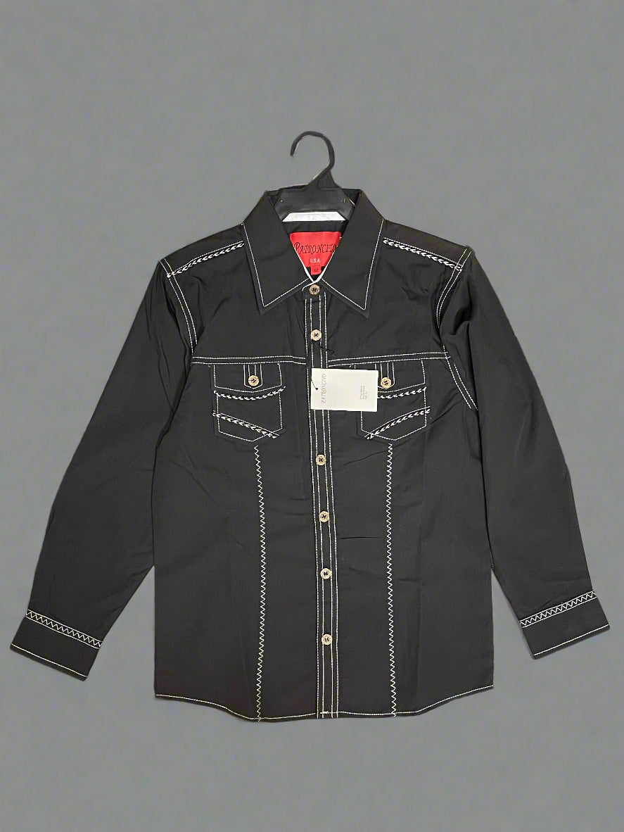 Patroncito Boy's Black Fashion Shirt