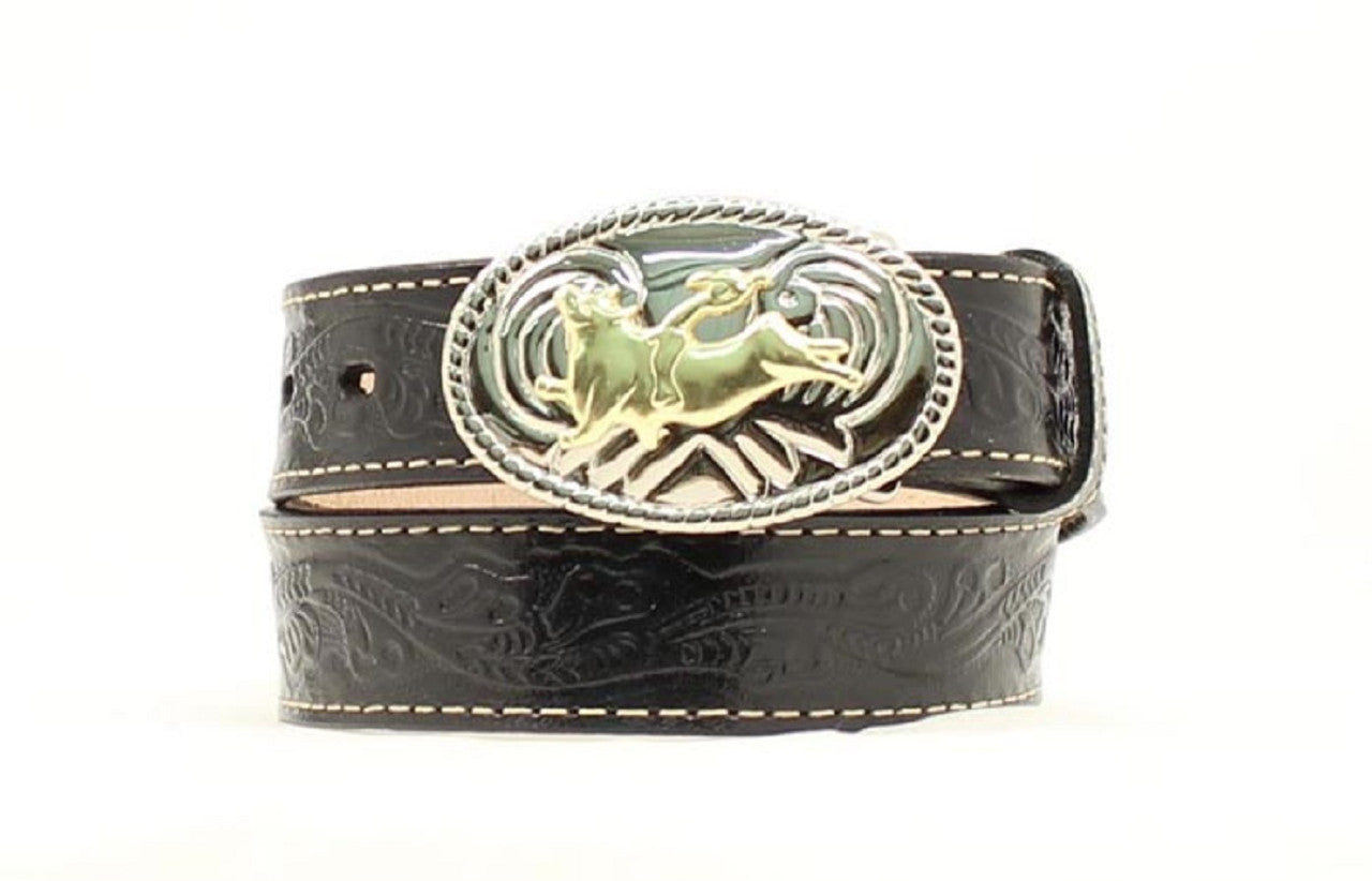 BOYS TOOLED BULL RIDER BLACK Buckle