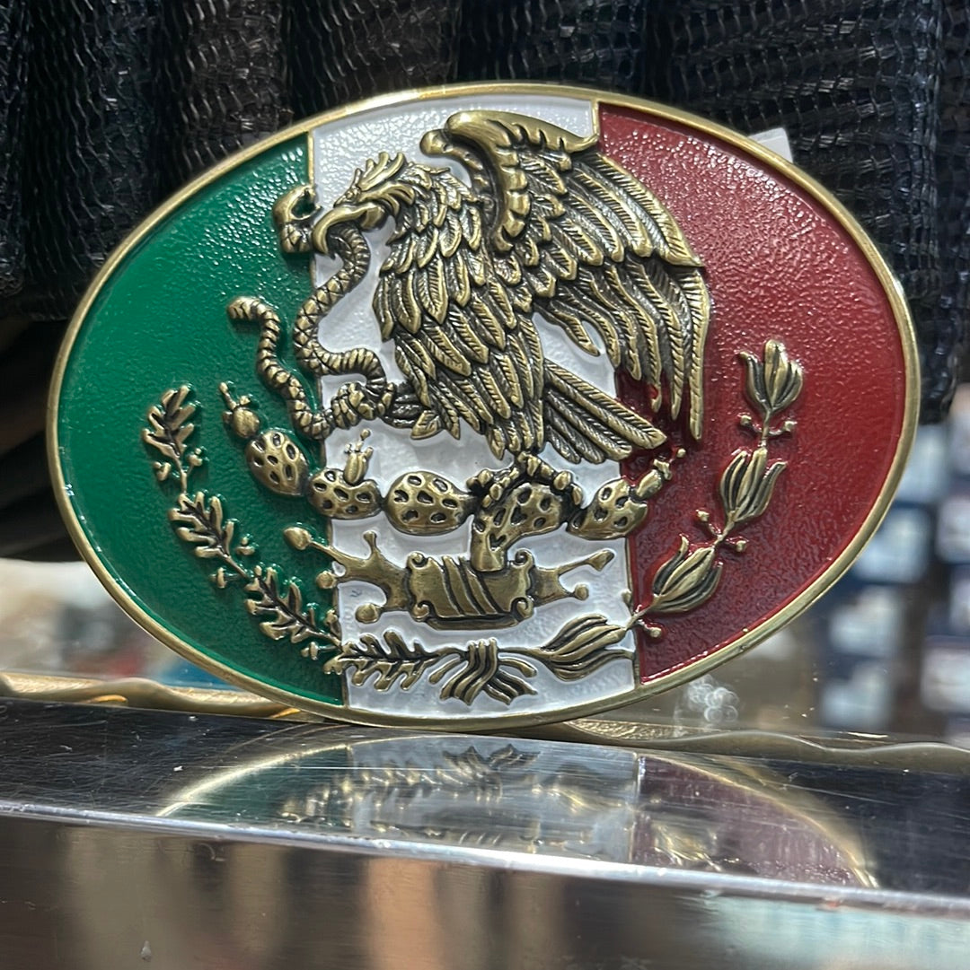 ARIAT Men's Oval Mexican Flag Buckle