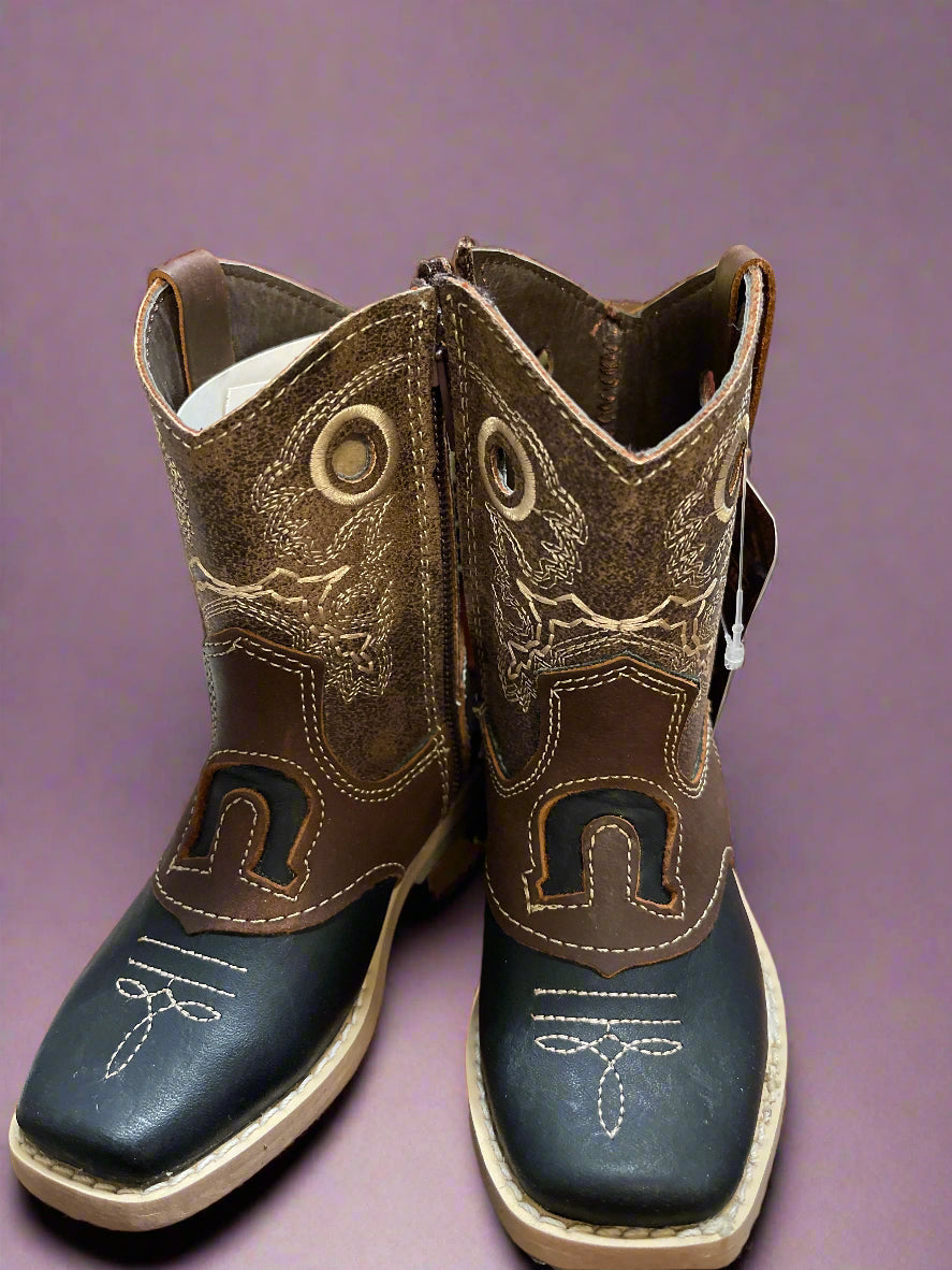 BABY BOOTS HERRADURA BLACK/BROWN JB42