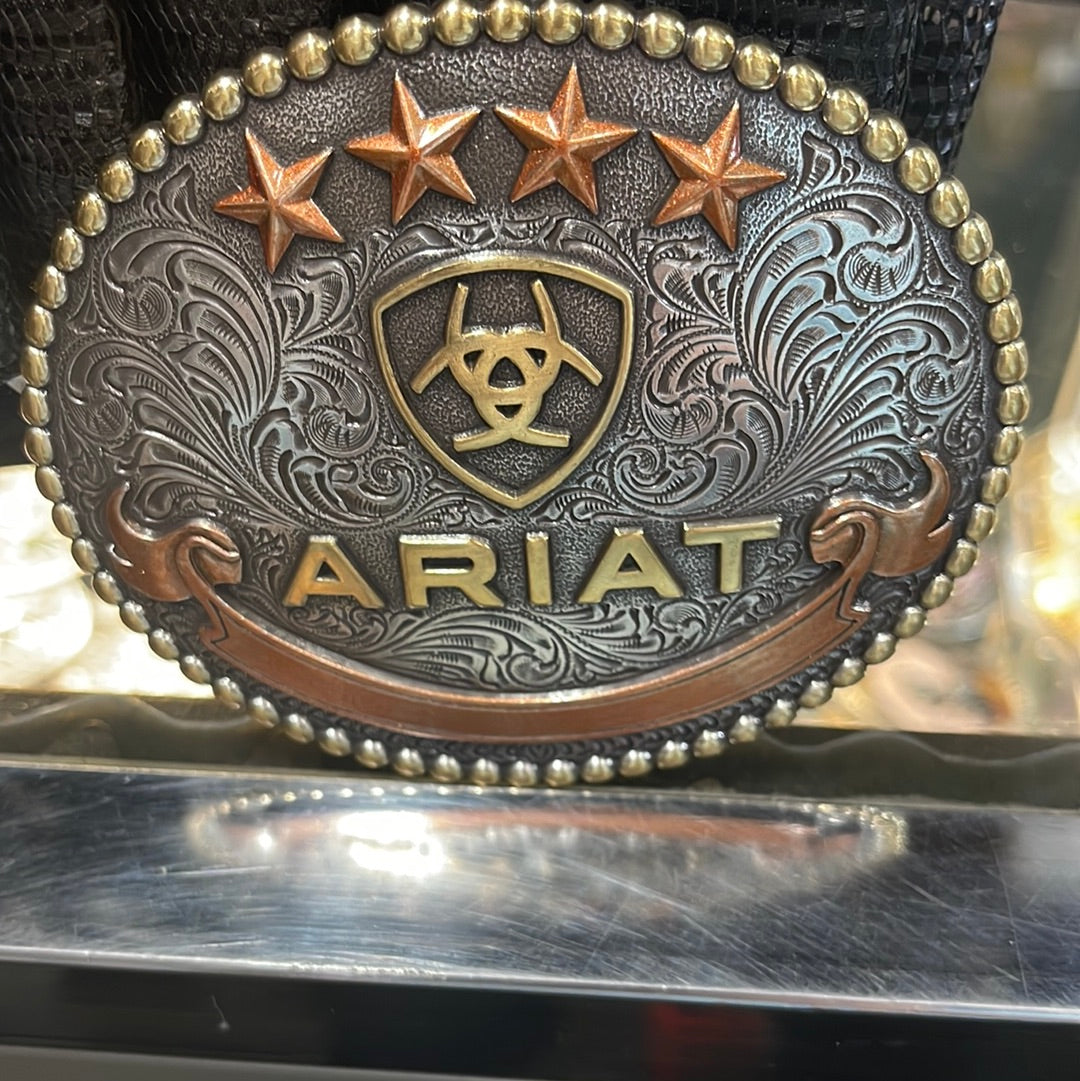 ARIAT Men's Logo and Stars Buckle