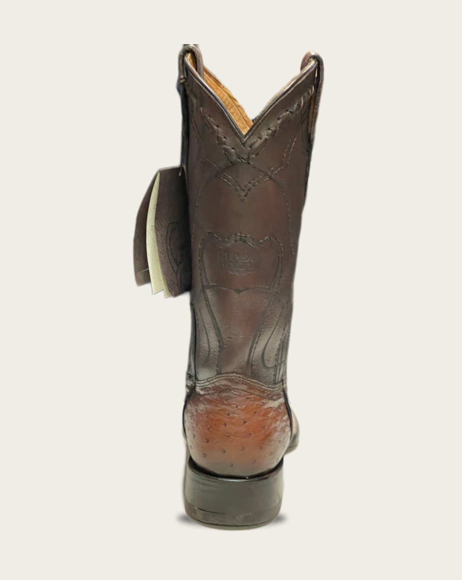CUADRA MEN'S BROWN OSTRICH SQUARE TOE WESTERN BOOT