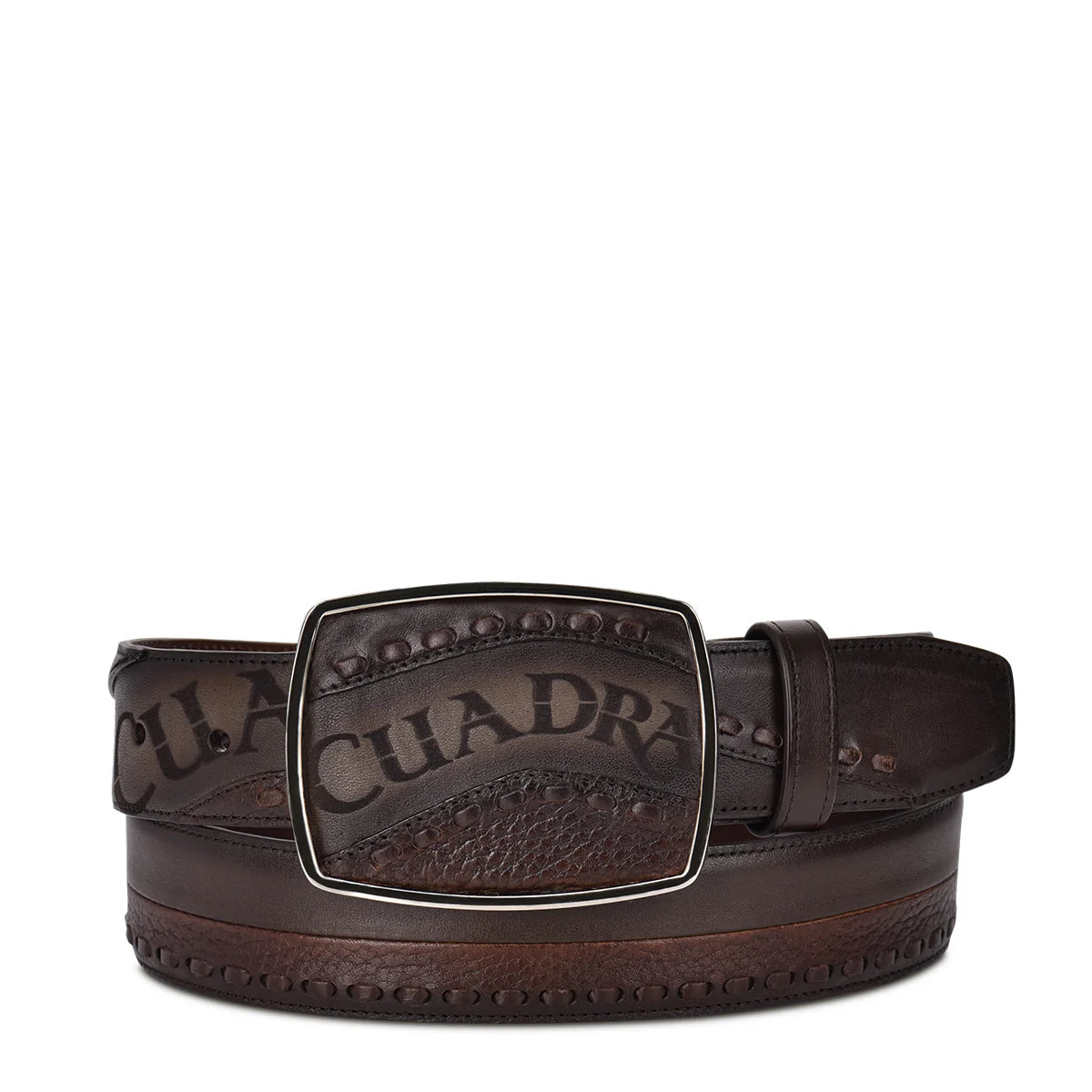 CUADRA Men's Hand-painted chocolate brown leather western belt