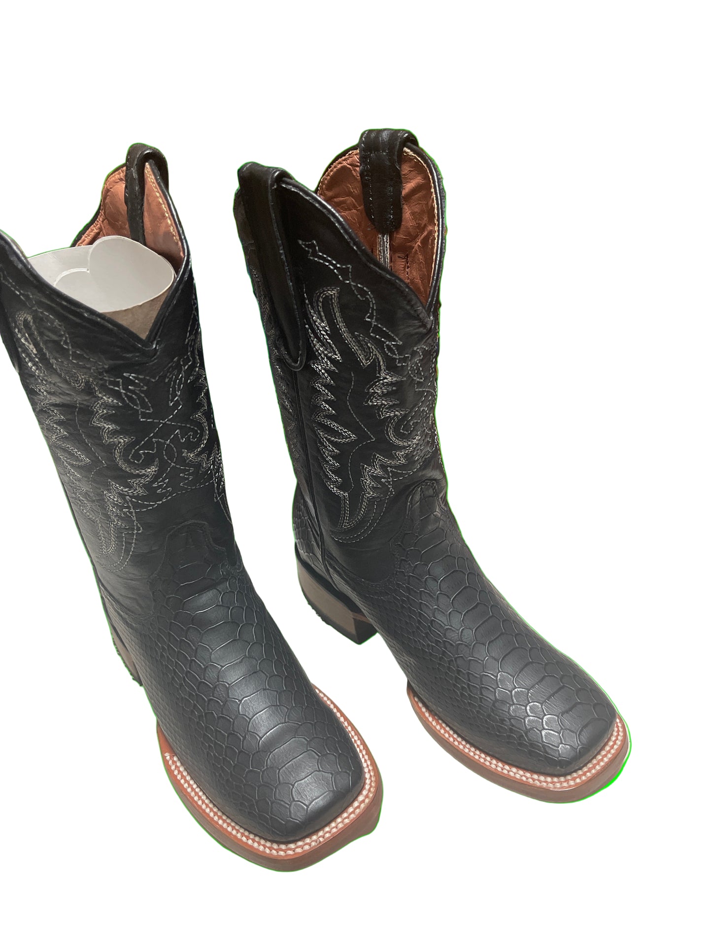 TANNER MARK BOOTS YOUTH PYTHON PRINT BLACK TOE SQUARE TMY200770