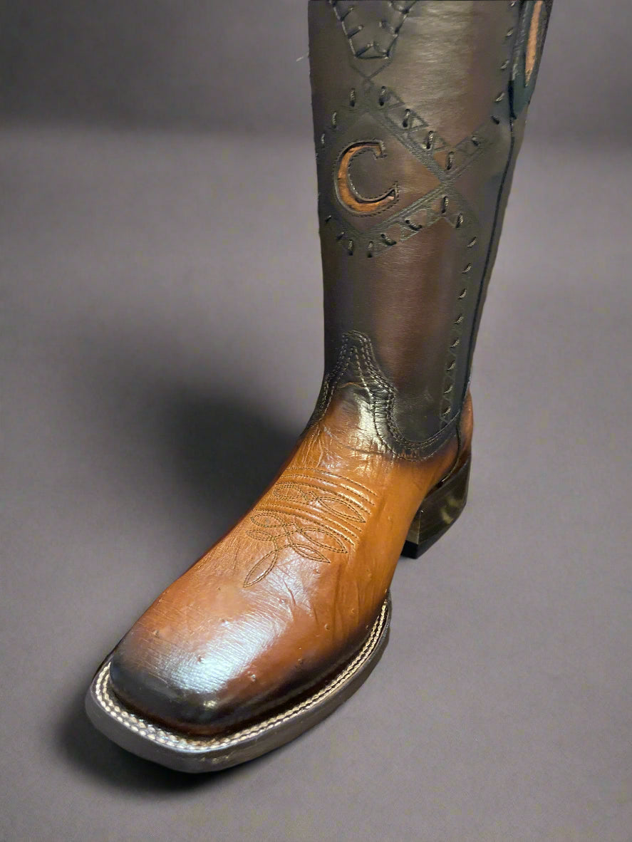 CUADRA MENS OSTRICH LASER&WOVEN HONEY SQUARE TOE  CU462
