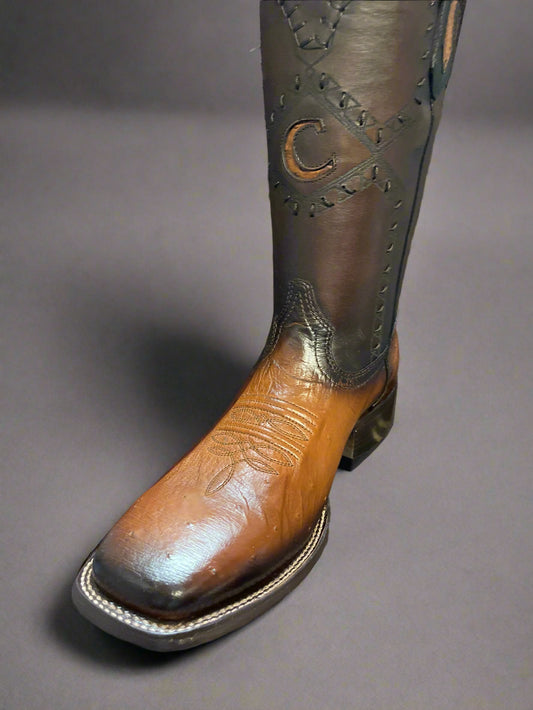 CUADRA MENS OSTRICH LASER&WOVEN HONEY SQUARE TOE  CU462