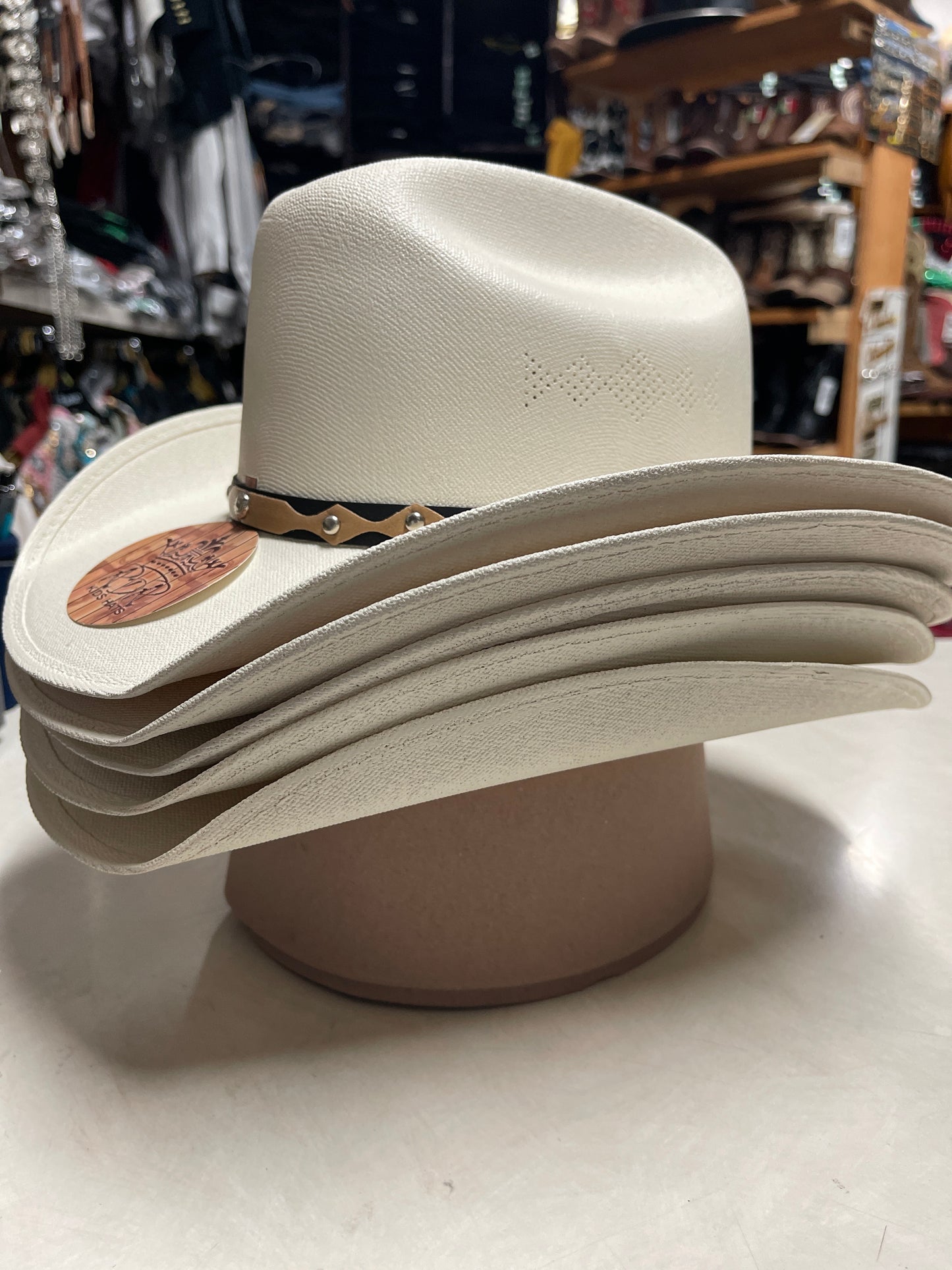KIDS HATS LONA LEATHER HB CONCHOS COLOR NATURAL KALI57