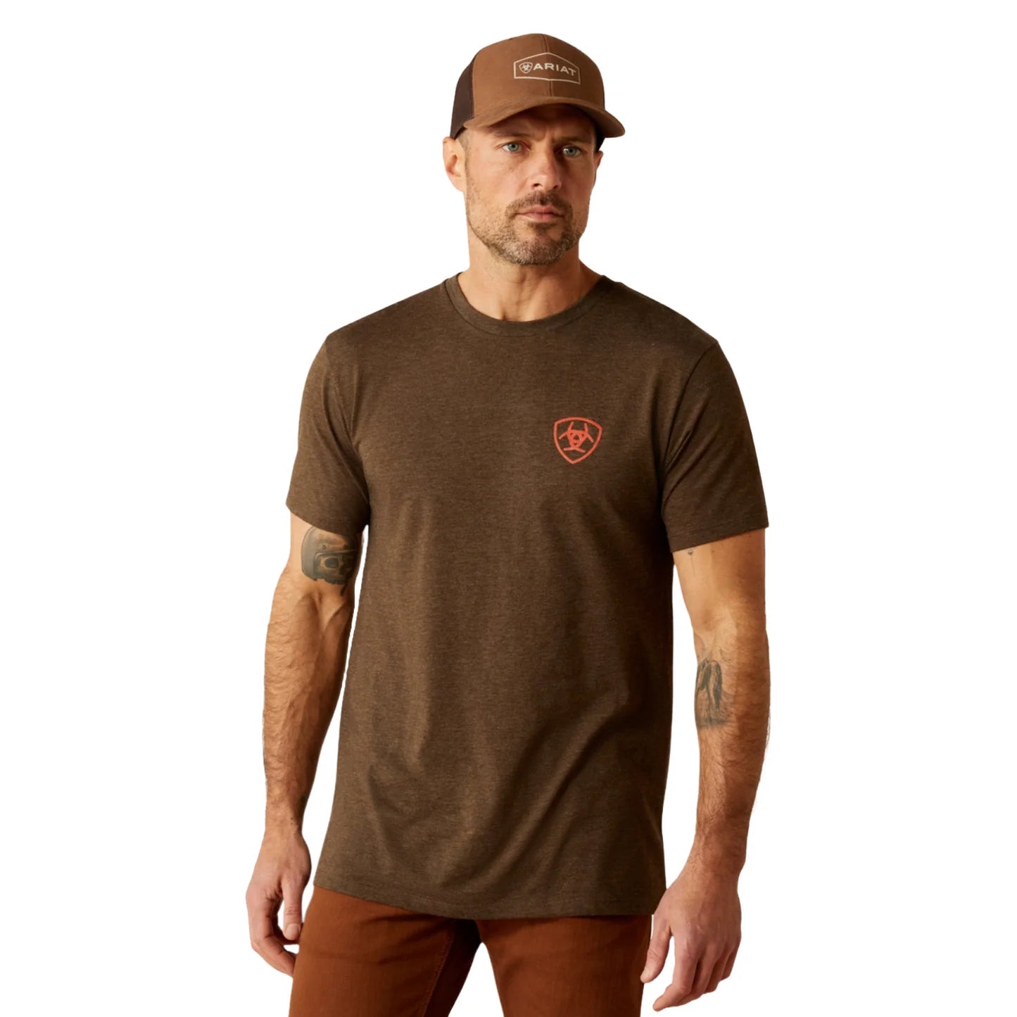 ARIAT MENS MODERN MESA SS TSHIRT BROWN HEATHER