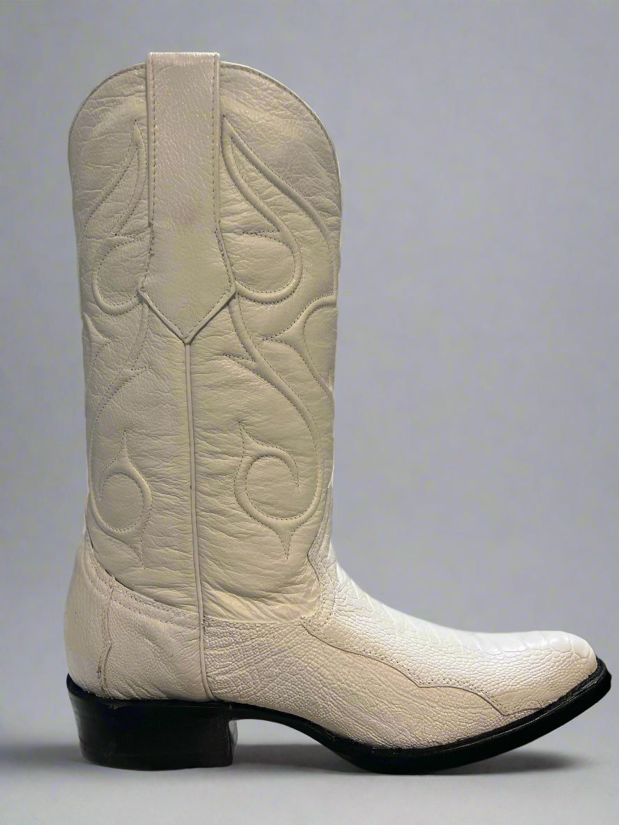 WHITE DIAMOND Men's Pata de Aveztruz/ Ostrich Feet Leather White Boots