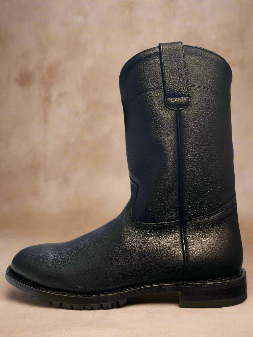 LOS ALTOS Men's Round Toe Deer Black Roper Boots