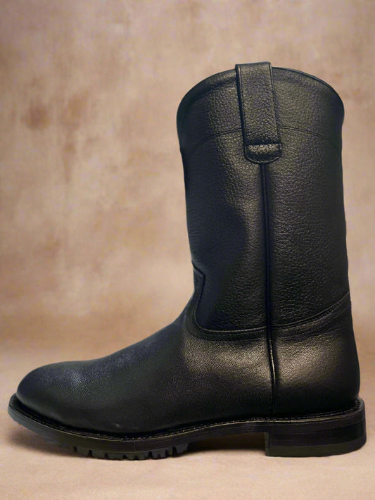 LOS ALTOS Men's Round Toe Deer Black Roper Boots