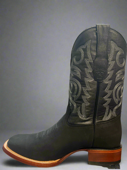 LOS ALTOS Men's Square Toe Nobuck Black Boot
