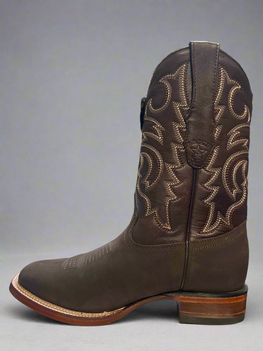 LOS ALTOS Men's Square Toe Nobuck Dark Tobacco Boot