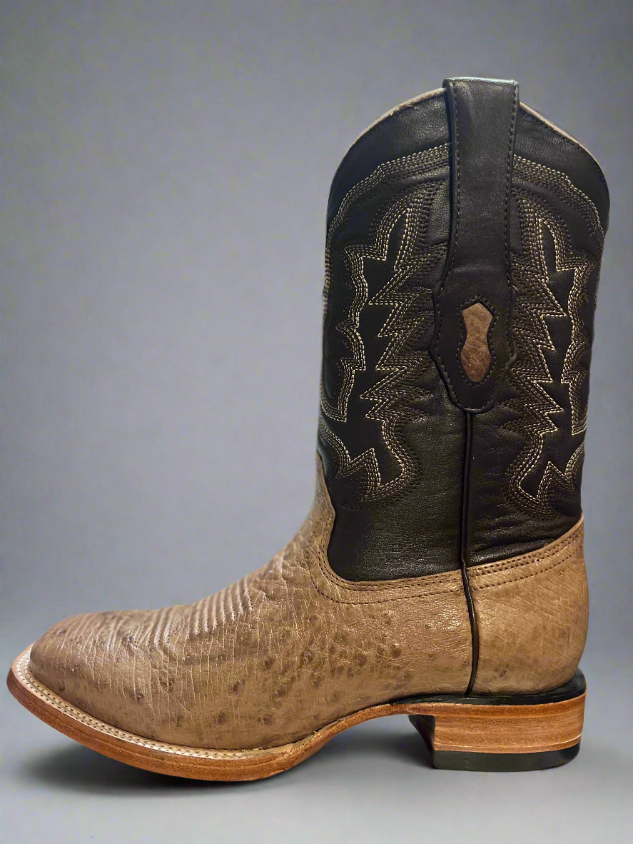 LOS ALTOS Men's Smooth Mocha Ostrich Square Toe Boots